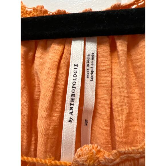 NWT Anthropologie Women’s Ruffle Off Shoulder Peasant Top Size XS Petite Orange - Picture 2 of 4